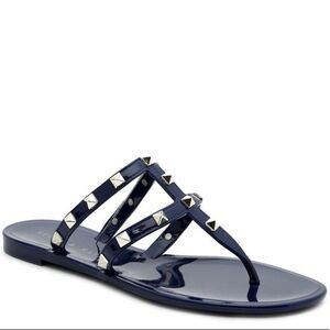 10/$25🦋 Kelly & Katie Navy & Gold Studded Thalida Jelly Sandals - Size 6